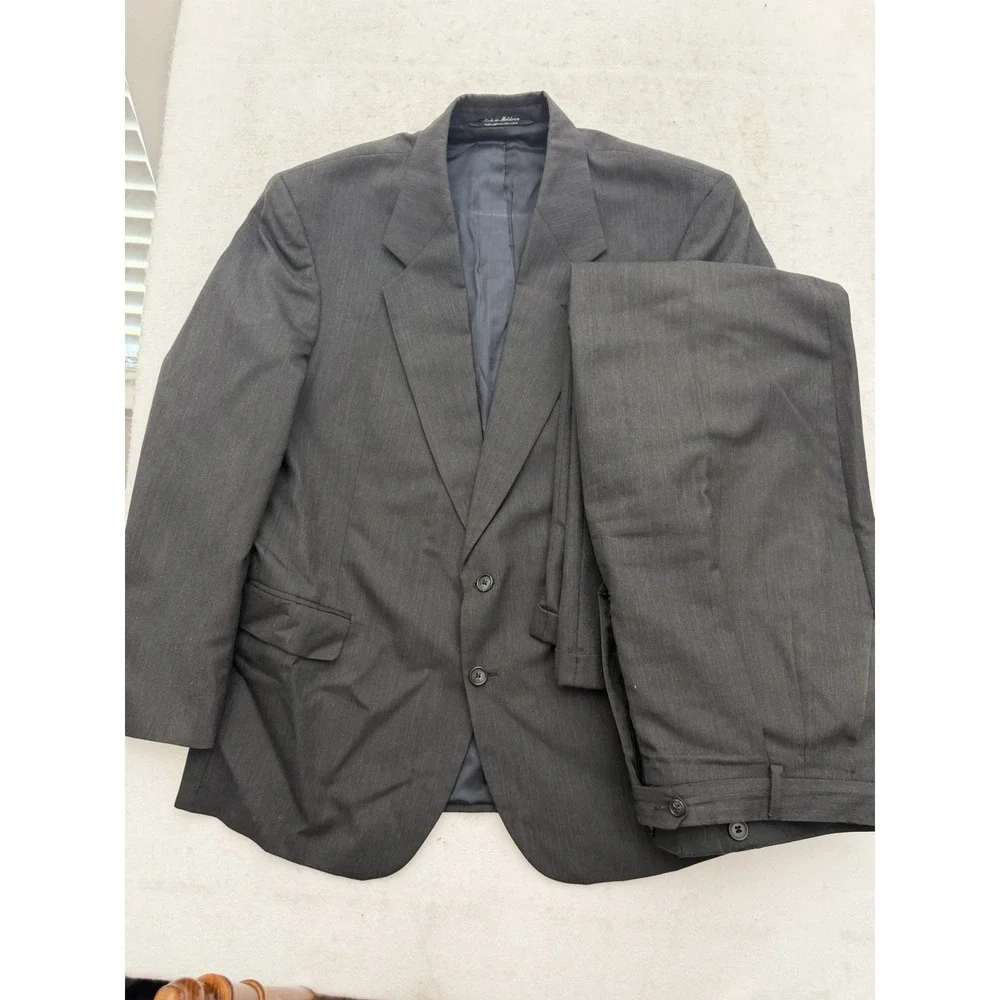 Kilburne Finch Suit Mens 43R Charcoal Gray‎ 2 Button Wool Blend Vintage 36x29